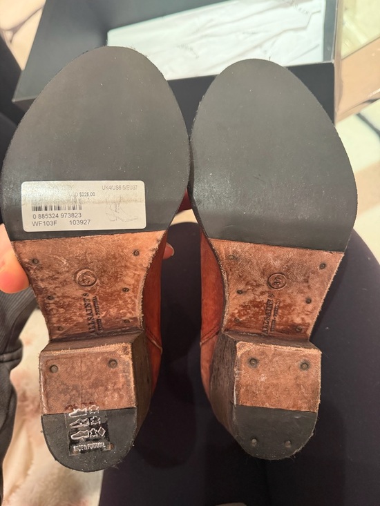 ALLSAINTS BONNIE VALLEY DISTRESSED BROWN LEATHER ANKLE WESTERN BOOT - Picture 3 of 9